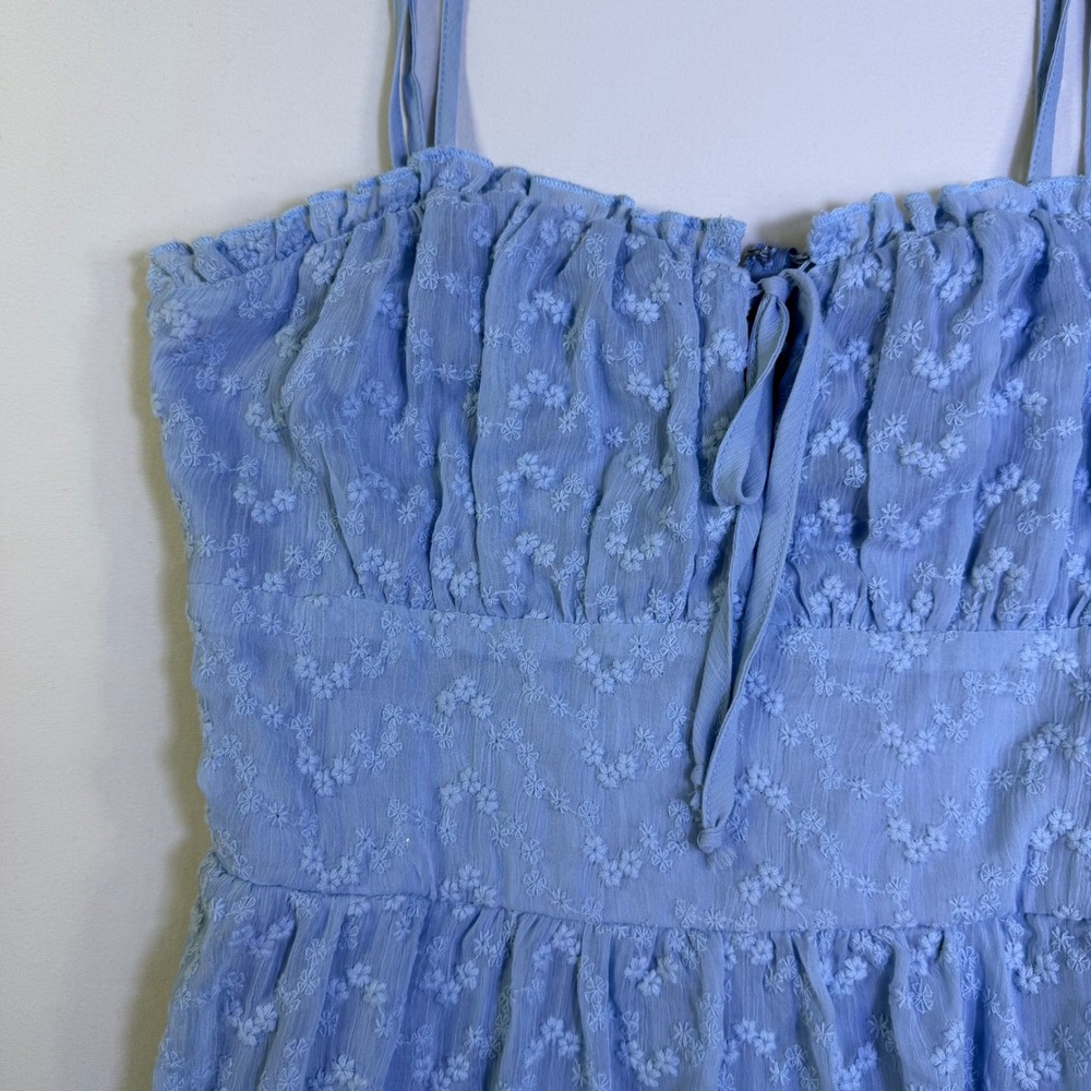 Altar'd State Demi-AS Light Blue Floral Embroidered‎ Tiered Midi Dress Womens XS - Picture 4 of 11